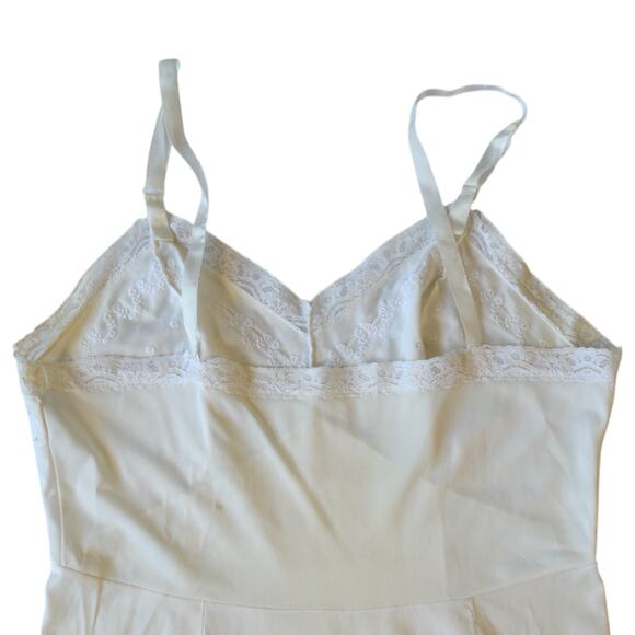 Vintage 80s Cream Embroidered Nightie Slip Dress - Picture 7 of 9